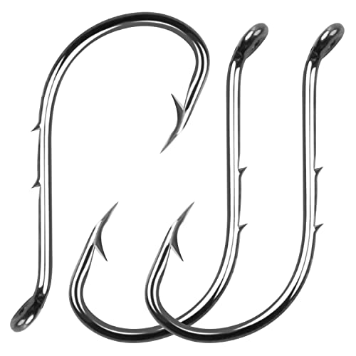 100pcs Octopus Baitholder Fishing Hooks, Sharp Barbed Beak Fish Hooks Black High Carbon Steel Circle Jig Hook (Size 8#)