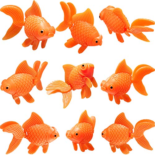 15 Pieces Artificial Aquarium Fishes Plastic Fish Realistic Artificial Moving Floating Orange Goldfish Fake Fish Ornament Decorations for Aquarium Fish Tank