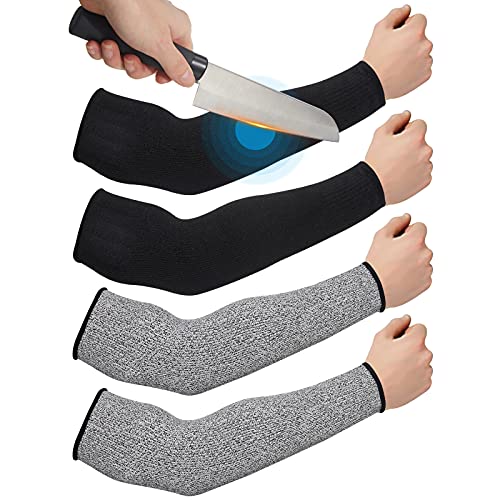 2 Pairs Cut Resistant Sleeves Thin Arm Protectors Arm Guard for Thin Skin and Bruising Arm Sleeves for Men Women (Gray, Black)