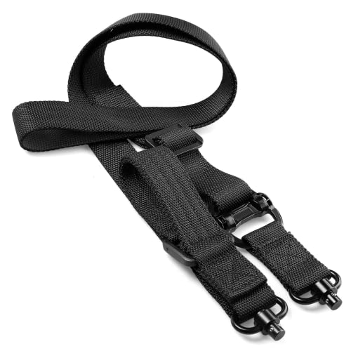 2 Point Sling Quick Adjust QD Rifle Sling with QD Sling Swivels, 2 PCS QD Sling Mount for Mlok Rail Push Button Quick Release Sling Attachment, Quick Disconnect Sling with Fast Thumb Loop