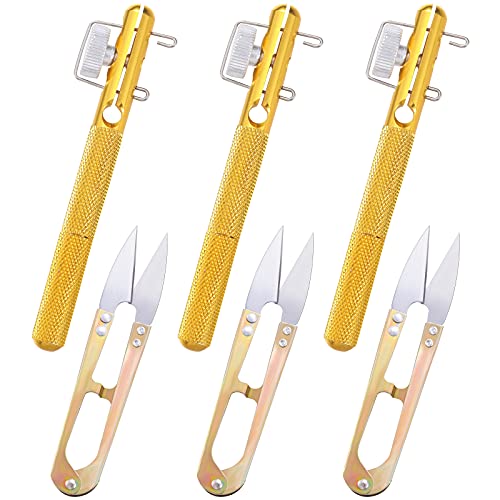 3 Pieces Fishing Practical Knot Line Tying Knotting Tool and 3 Pieces U-Shaped Scissors, Manual Portable Fast Fishing Supplies, Knot Tyers, Nail Knot Tyer, Hook Knot Tyer, and Loop Knot Tyer