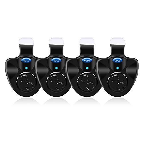 4 Pcs Black Electronic LED Light Fishing Bite Sound Alarm Alert Bell Clip On Fishing Rod