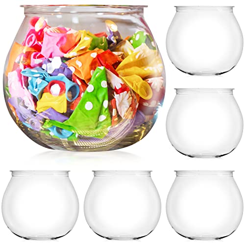 [6 Pack] 27 Ounce Largest Mini Plastic Fish Bowls for Decoration - Fun Sized Plastic Fish Bowls for Drinks to Start the Party - Clear Plastic Vase for Stunning Centerpieces - Plastic Fish Bowl Set