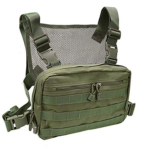 abcGoodefg Tactical Chest Rig Molle Radio Chest Harness Holder Holster Vest Front Chest Pouch Outdoor Chest Bag Chest Pack(Green)