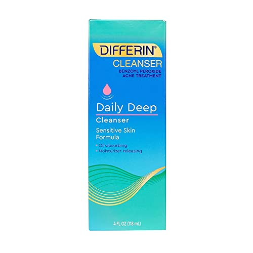 Acne Face Wash with Benzoyl Peroxide by the makers of Differin Gel, Daily Deep Cleanser, Gentle Skin Care for Acne Prone Sensitive Skin, 4 oz