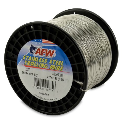 American Fishing Wire Stainless Steel Trolling Wire, 60-Pound Test/0.66mm Dia/835m