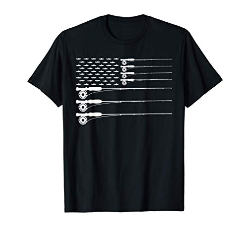 American Flag Fly Fishing Rod Trout Patriot Men T shirt Gift T-Shirt