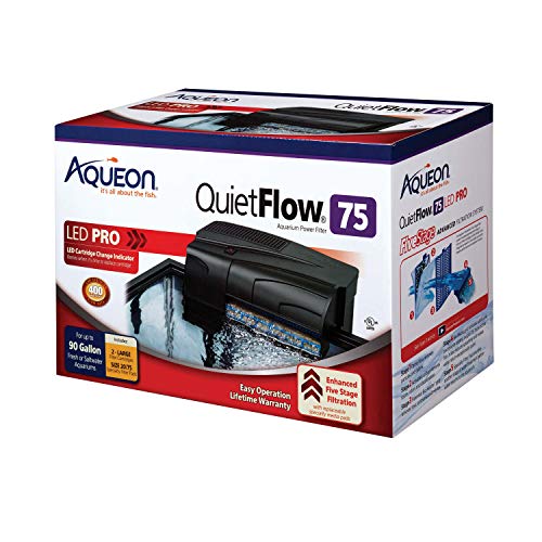 Aqueon QuietFlow 75 LED PRO Aquarium Fish Tank Power Filter For Up To 90 Gallon Aquariums