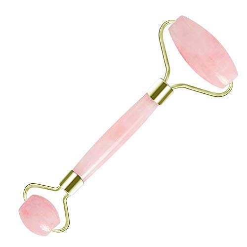 Authentic Rose Quartz Roller by ina beauty | Massager for Face and Neck: Sculpting, Slimming, Firming, Anti-Aging and Anti-Puffiness | Quality Welded Metal to Avoid Breakage Unlike Cheaper Models