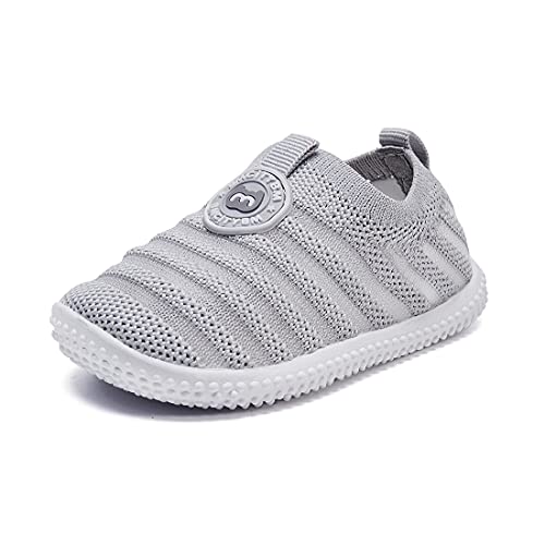 Baby Shoes Boy Girl Infant Sneakers Non-Slip First Walkers 6 9 12 18 24 Months Grey Size 6-12 Months Infant
