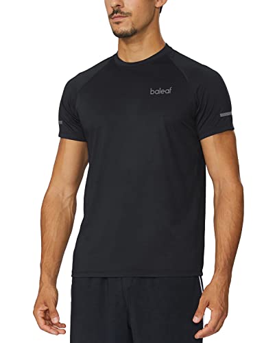 BALEAF Men's Quick Dry Short Sleeve T-Shirt Running Workout Shirts Black Size XL