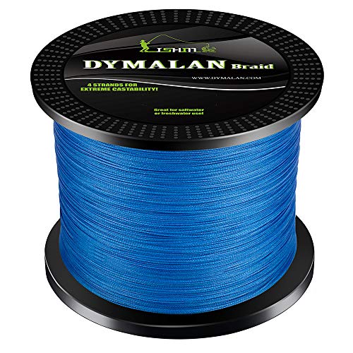 Braided Fishing line 30LB 1000m/1094yds Blue 4 Strands PE Braid Superline - Abrasion Resistance Fishing Line - Zero Stretch - Thinner Diameter for Saltwater & Fresh Water by DYMALAN