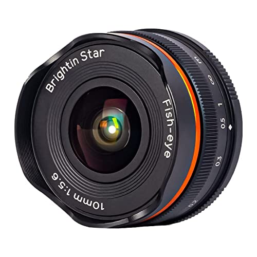 Brightin Star 10mm F5.6 Fisheye Wide Angle APS-C Manual Foucus Mirrorless Camera Lens, Fit for Sony Alpha ZV-E10, A7IV, A6400, A7II, A7SIII, A7III, A7C, A6600, A6100, A7RIV, A6000, A7RIII (Black)