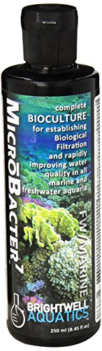 Brightwell Aquatics MicroBacter7 - Bacteria & Water Conditioner for Fish Tank or Aquarium, Populates Biological Filter Media for Saltwater and Freshwater Fish