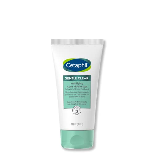 Cetaphil Face Moisturizer, Gentle Clear Mattifying Acne Moisturizer With 0.5% Salicylic Acid, Hydrates and Treats Sensitive Acne Prone Skin, Skin Care for Sensitive Skin, 3oz