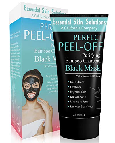 Charcoal Peel Off Face Mask - Blackhead Remover - Brightening & Exfoliating Facial Mask - Purifying Pore Minimizer - Bamboo Detox Peel Off for Smooth Clear Skin - Helps Reduce Acne & Dark Spots