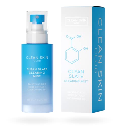 Clean Skin Club Acne Mist, Salicylic Acid Spot Treatment, Dramatic Improving Results, The Only Spray that Combats & Prevents,Rose Extract for Face, Body and Back, Breakout Fighting Dots, Dark Spots, Pimples, Dermatologist Tested & Approved, Natural Ingredients Clear Wash Solution