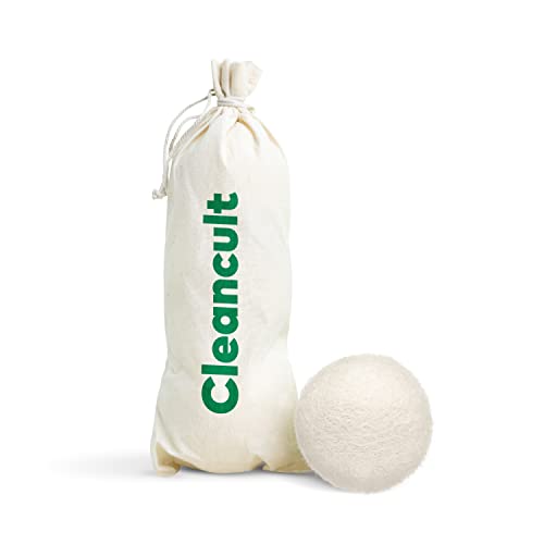 cleancult, Organic Wool Dryer Balls, Natural Fabric Softener, Removes Static Cling and Helps Dry Your Laundry up to 25% Faster, 3 Balls