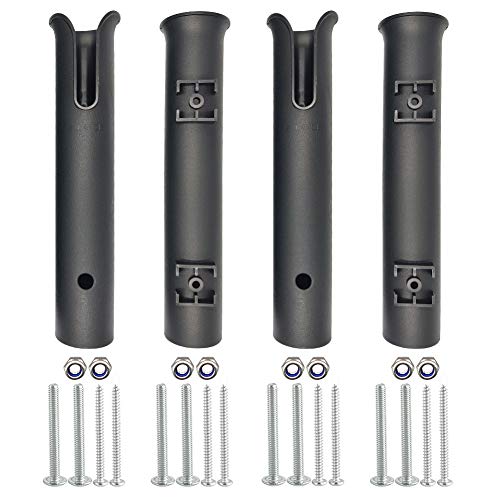 CLIO 4 Pcs Fishing Rod Holder Racks Portable Fishing Rod Stand-Off Tube Rod Pole Holder Bracket Support (Black)