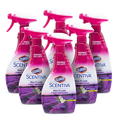 Clorox Scentiva Multi-Use Fabric Refresher Spray in Tuscan Lavender & Jasmine, 16.9 Ounces - 6 Pack | Fabric Freshener for Closets, Upholstery, Curtains, and Carpets