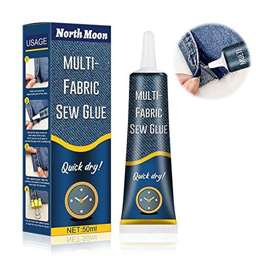 Cloth Repair Sew Glue,Fabric Sewing Adhesive for Jeans, Printing Pants, Cotton Flannel,Denim Leather, Fast Dry and Clear Washable