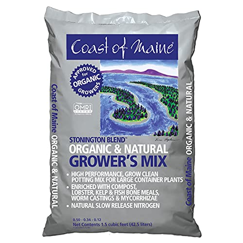 Coast of Maine CMSBO15 Stonington Blend Organic Growers Potting Soil Mix with All Natural Oceanic Ingredients for Planters and Pots, 1.5 Cubic Feet