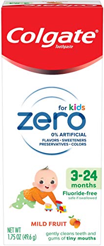 Colgate Zero Baby and Toddler Training Toothpaste, Fluoride Free & SLS Free, Natural Mild Fruit - 1.75 Ounce