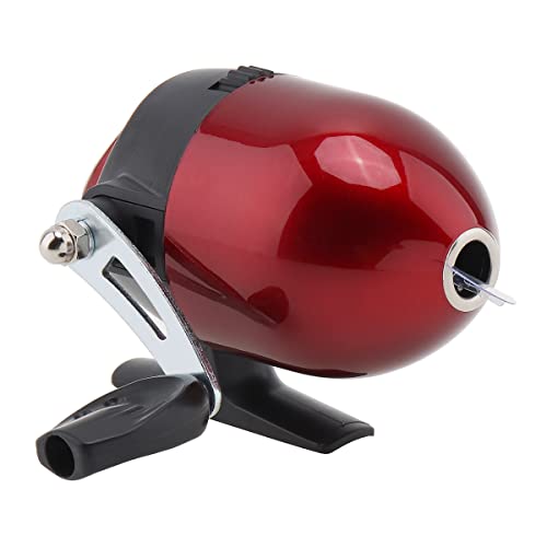 Conskyee Spincast Fishing Reel, 3:1Ratio Mini Closed Face Fishing Reel with Fishing Lines (Red, Right Hand)