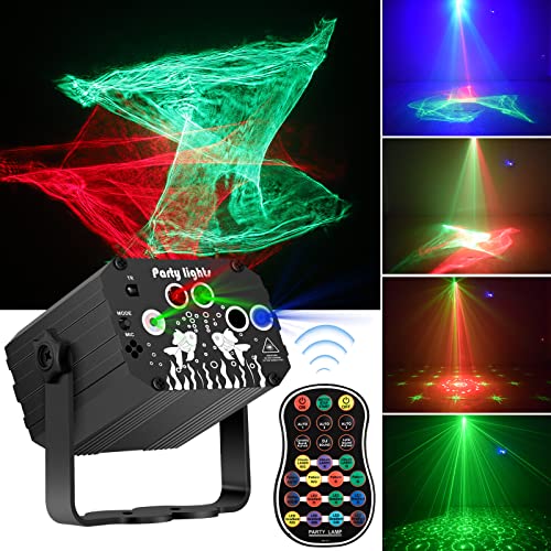 DJ Party Lights Stage Laser - Northern Light Effect RGB Sound Activated Disco Strobe Lighting with Remote Control - Music Show Projector for Indoor Birthday Halloween Karaoke Club KTV Dance…