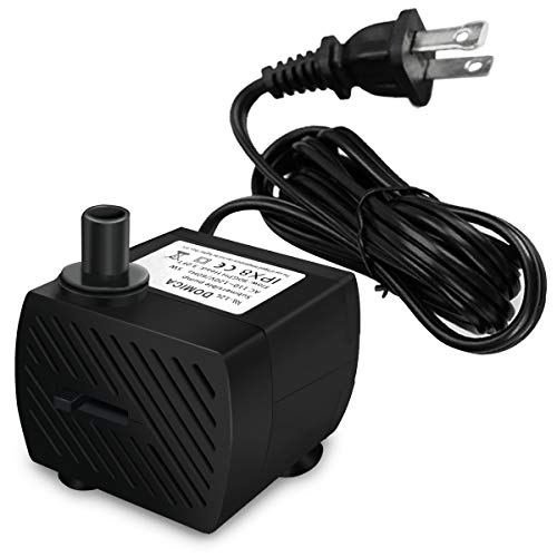 DOMICA (80GPH 4W) Mini Submersible Water Pump for Pond, Aquariums, Fish Tank, Hydroponics, Tabletop Fountain, Pet Fountain, Indoor or Outdoor Fountain Pump