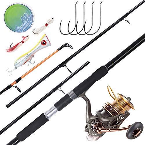 Dr.Fish Surf Fishing Rod and Reel Combos Saltwater Fishing Combo Full Kit 12ft Surf Rod 10000 Spinning Reel Offshore Inshore Fishing Outfit Fishing Gear Kit Fishing Pole Equipment Set