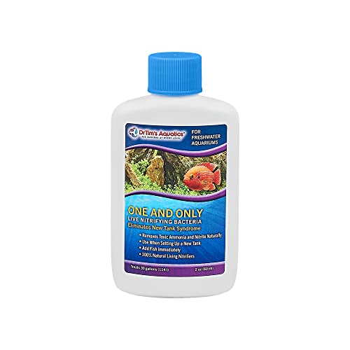 Dr.Tim’s Aquatics Freshwater One & Only Nitrifying Bacteria – For New Fish Tanks, Aquariums, Water Filtering, Disease Treatment – Eco-Friendly Fish Tank Cleaner – Removes Toxins – Treats 30 Gallons