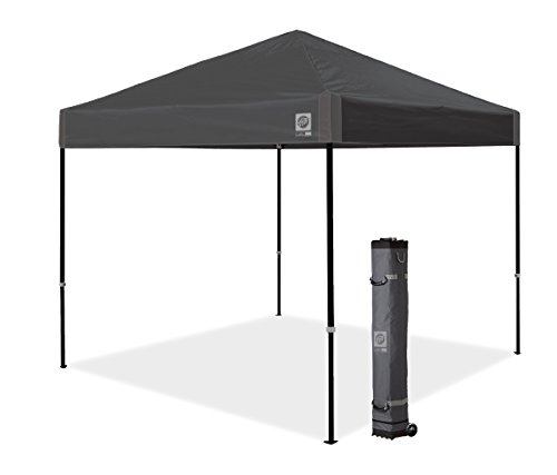 E-Z UP AMB3SBKF10SG Ambassador, 10' x 10', Roller Bag and 4 Piece Spike Set, Steel Gray Instant Canopy Shelter Tent