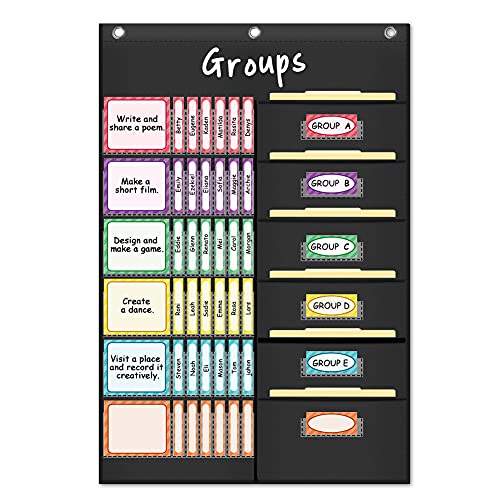 Eamay Small Group Management Pocket Chart with 84 Cards to Keep Small Groups Organized and On Task (Black)