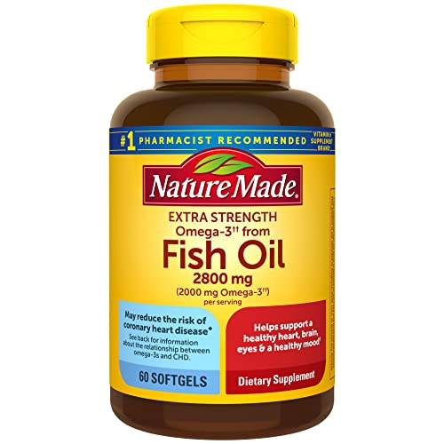 Extra Strength Burp-Less Omega 3 Fish Oil 2800 mg, Helps Support Healthy Heart, Brain, Eyes, Mood