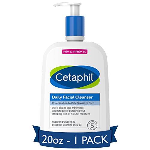 Face Wash by CETAPHIL, Daily Facial Cleanser for Sensitive, Combination to Oily Skin, NEW 20 oz, Gentle Foaming, Soap Free, Hypoallergenic