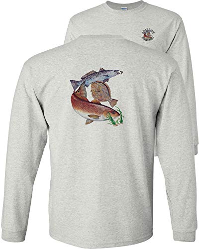 Fair Game Texas Grand Slam Long Sleeve Shirt Redfish Speckled Trout Flounder Fishing-Ash-Medium