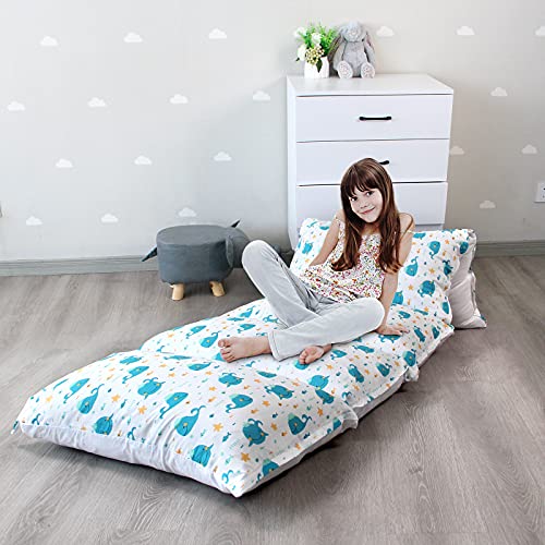 Floor Lounger Reading Pillow Mattress Bed Cover Non-Slip & Machine Wash Perfect Kids Floor Cushion Couch Recliners for Nap Mat, TV Time, Sleepover (Requires 5 Queen/Standard Pillows)