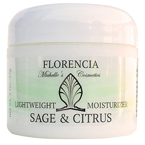 Florencia Sage & Citrus Lightweight Moisturizer - Oil Free Facial Moisturizer - Hydrating Face Cream for Sensitive, Oily, Acne Prone, Normal, Combination Skin – Plant-Based & Fast Absorbing