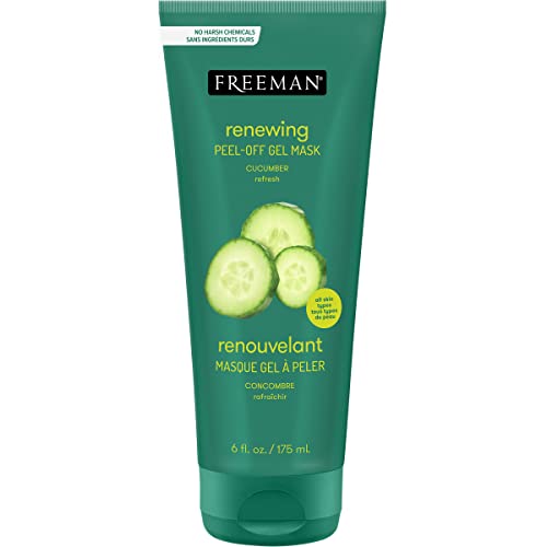 Freeman Renewing Cucumber Peel-Off Gel Facial Mask, Face Mask Refreshes Skin, Aloe Soothes & Moisturizes, Get Rejuvenated Skin, For Normal & Combination Skin, 6 fl. oz./175 mL Tube