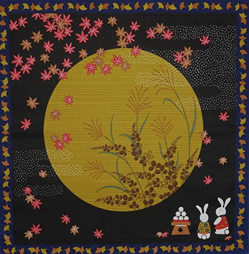 Furoshiki Wrapping Cloth Rabbits and The Harvest Moon Motif Japanese Fabric 50cm