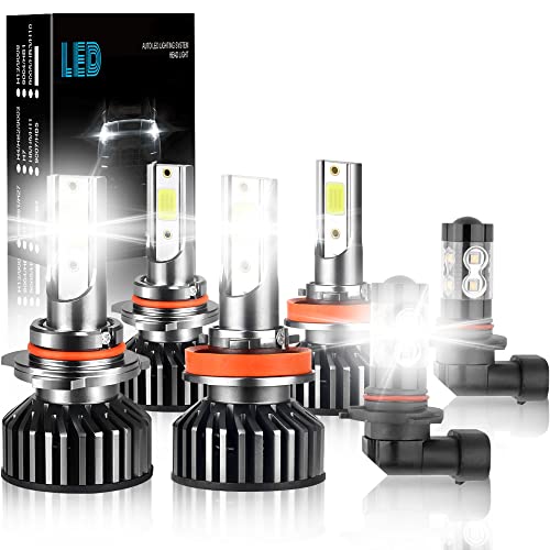 FZPJJNB Fit For FORD F-150 (2015-2020) LED Headlight Bulbs, 9005+H11 High/ Low Beam + 9140 LED Fog Light Bulbs, Plug and Play Halogen Replacements, Pack of 6