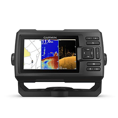 Garmin Striker Plus 5cv with Transducer, 5" GPS Fishfinder with Chirp Traditional and ClearVu Scanning Sonar Transducer and Built in Quickdraw Contours Mapping Software (Renewed)