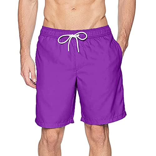 Hatop Men's Beach Shorts Casual Pants Sports Shorts Quick Dry Shorts with Inner Net Quick Dry Beach Board Shorts Purple