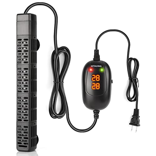 HiTauing Aquarium Heater, 50W/100W/200W/300W/500W Submersible Fish Tank Heater with Over-Temperature Protection and Automatic Power-Off When Leaving Water for Saltwater and Freshwater