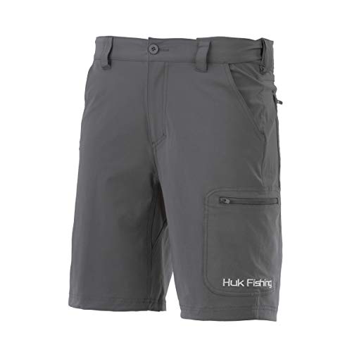 Huk Men's Standard Next Level Quick-Drying Performance Fishing Shorts, Charcoal-10.5", Large