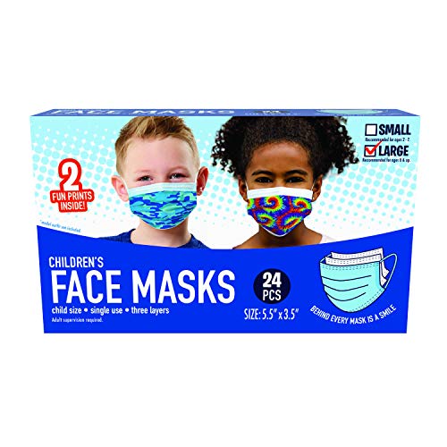 Just Play Children’s Single Use Face Mask, 24 Count, Ages 8 and up