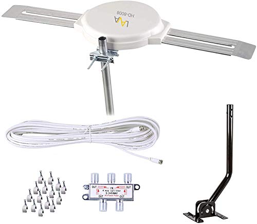 LAVA HD8008 Omnidirectional 360 Degree HD TV 4K Omnipro TV Antenna OmniPro HD-8008 + Installation Kit & FiveStar TV Antenna Jpole