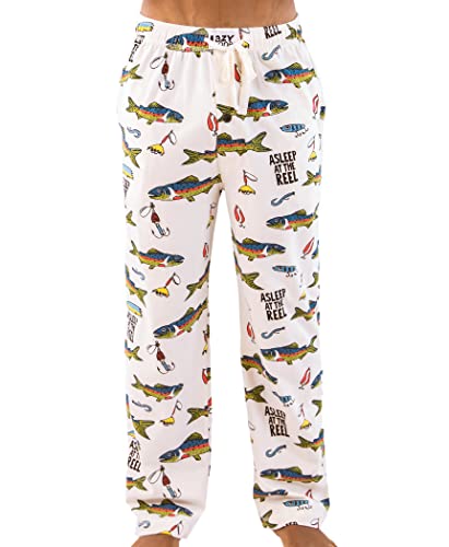 Lazy One Animal Pajama Pants for Men, Men's Separate Bottoms, Lounge Pants, Fishing, Outdoors (Asleep at The Reel, Medium)