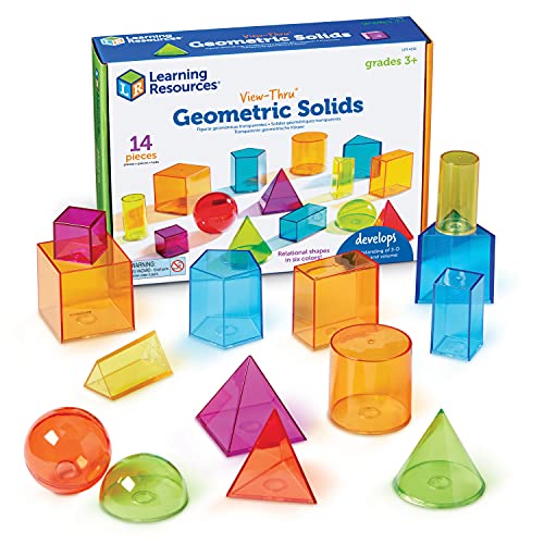 Learning Resources View-Thru Geometric Solids, Geometry Helper, 14 Pieces, Ages 8+